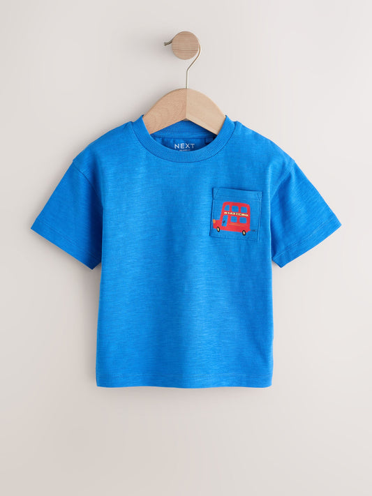 Red/Blue London Short Sleeve All Over Graphic Print T-Shirts 3 Pack (3mths-7yrs) image 3
