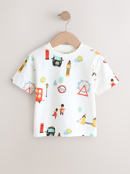 Red/Blue London Short Sleeve Graphic T-Shirts 3 Pack (3mths-7yrs) image 3