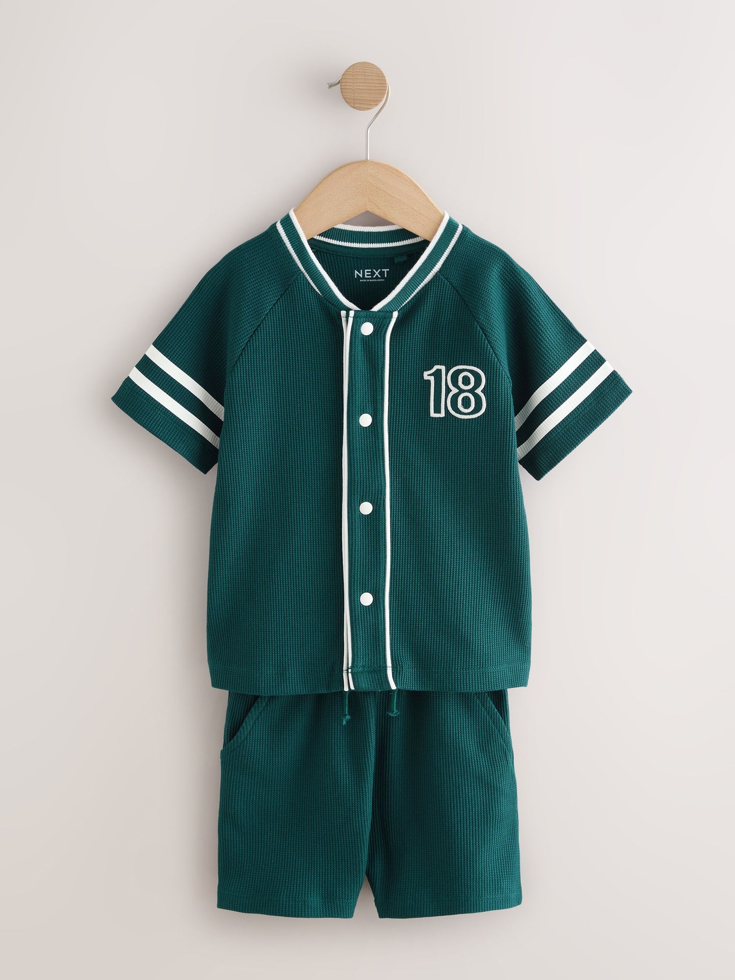Teal Blue Short Sleeve Varsity Shorts Set (3mths-7yrs) image 1