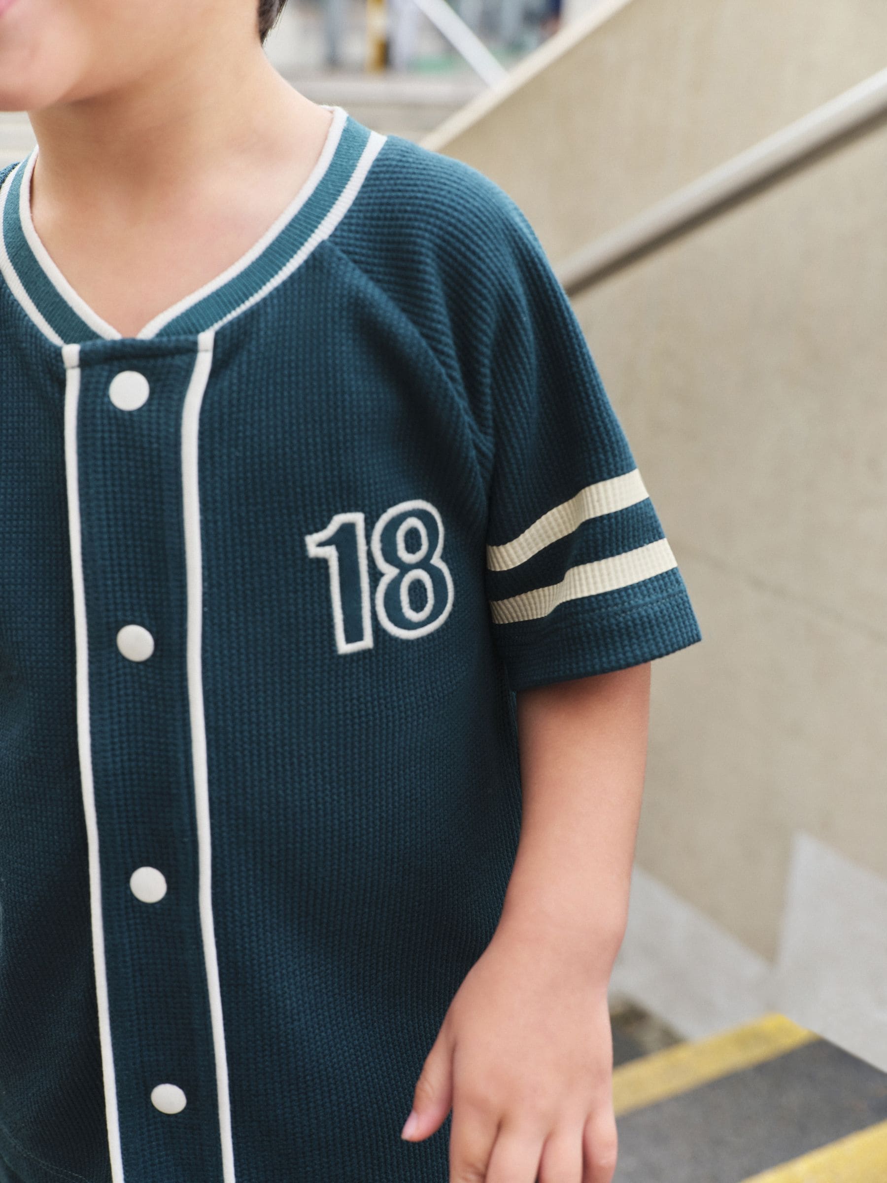 Teal Blue Short Sleeve Varsity Shorts Set (3mths-7yrs) image 3