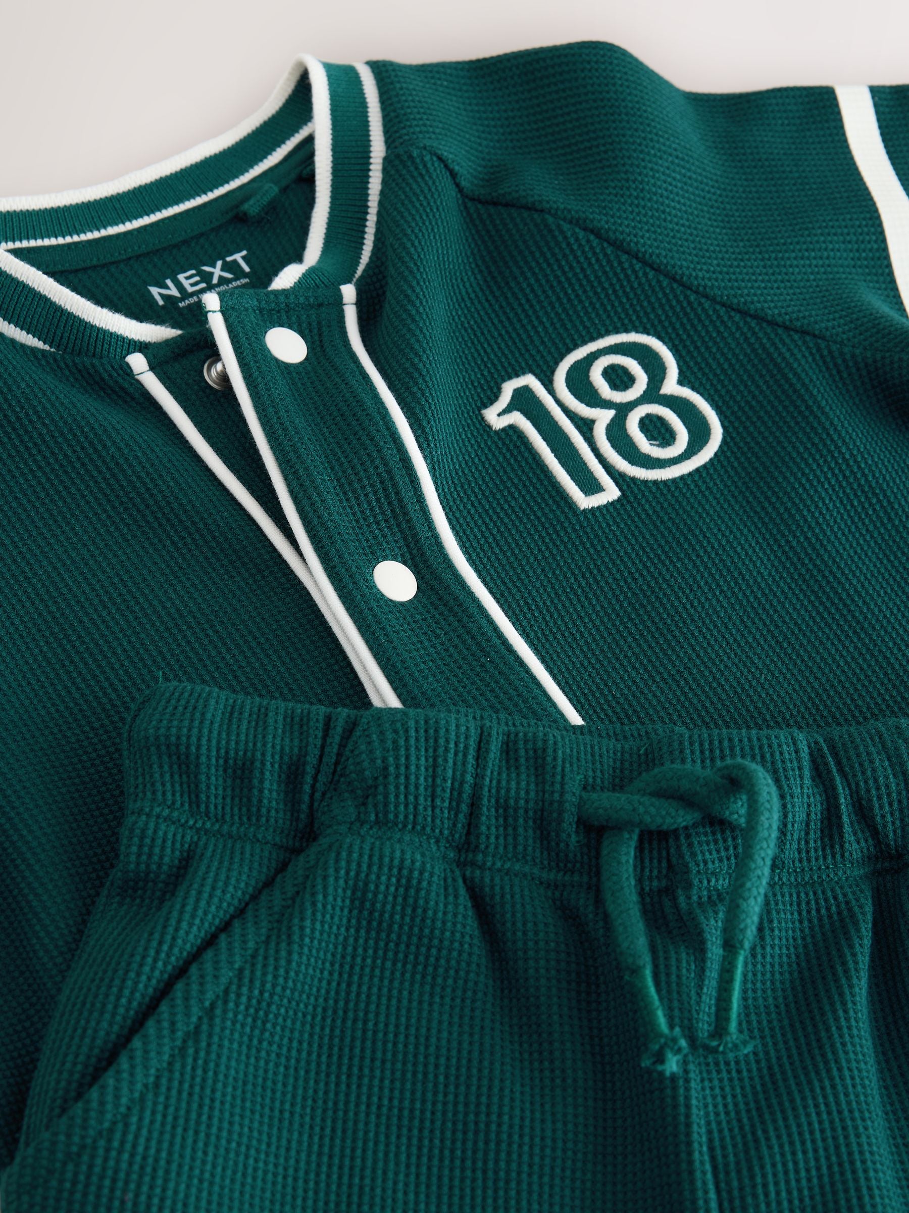 Teal Blue Short Sleeve Varsity Shorts Set (3mths-7yrs) image 7