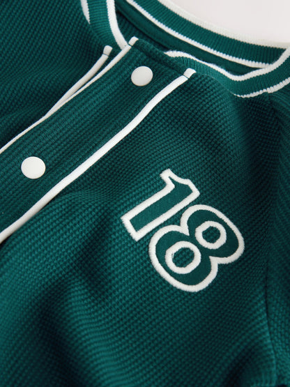 Teal Blue Short Sleeve Varsity Shorts Set (3mths-7yrs) image 8