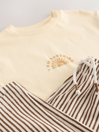 Yellow Sunshine Short Sleeve T-Shirt and Lightweight Joggers Set (3mths-7yrs) image 10