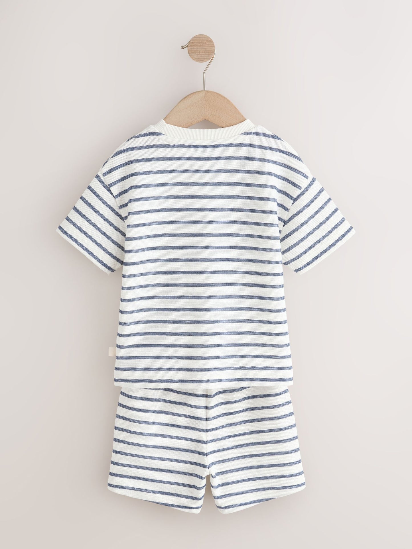 Blue/White Stripe Short Sleeve T-Shirt and Shorts Set 2 Pack (3mths-7yrs) image 8