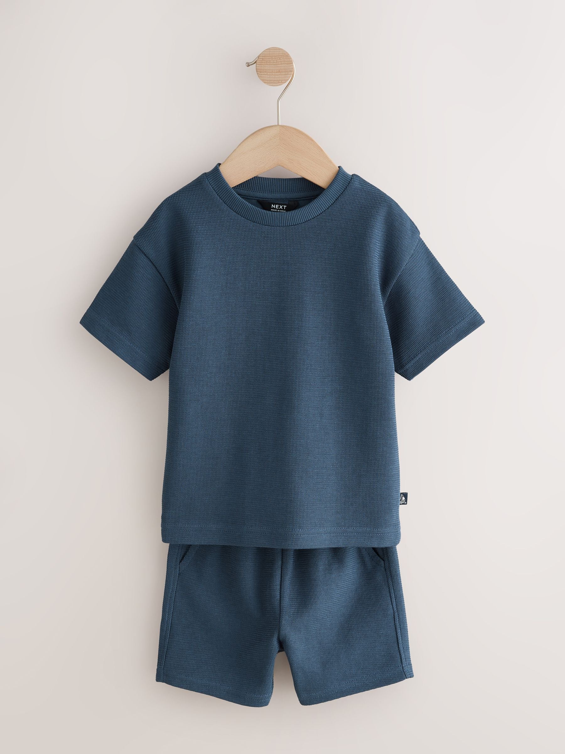 Blue/White Stripe Short Sleeve T-Shirt and Shorts Set 2 Pack (3mths-7yrs) image 8