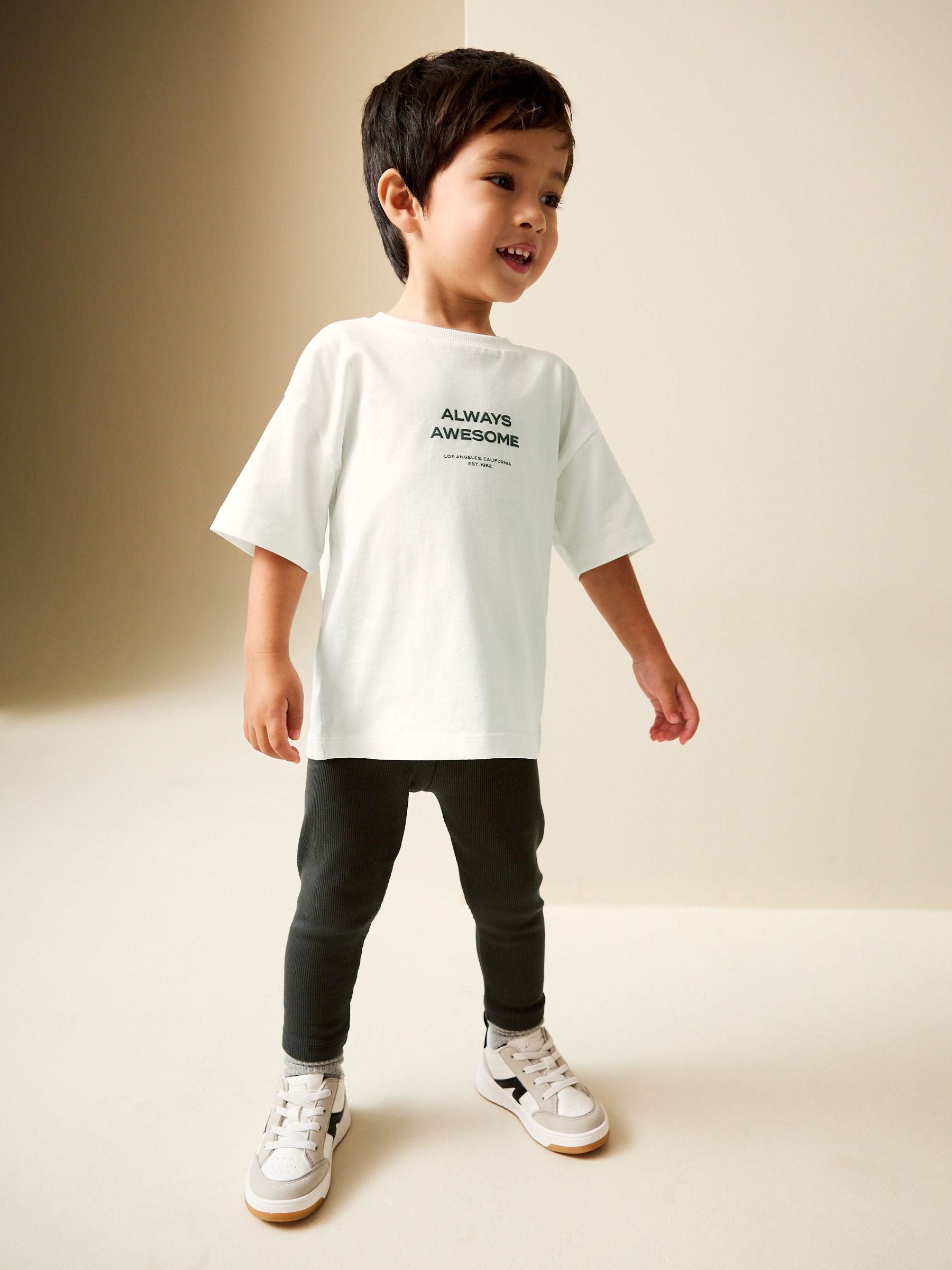 White Short Sleeves 100% Cotton T-Shirt and Leggings Set (3mths-7yrs) image 1