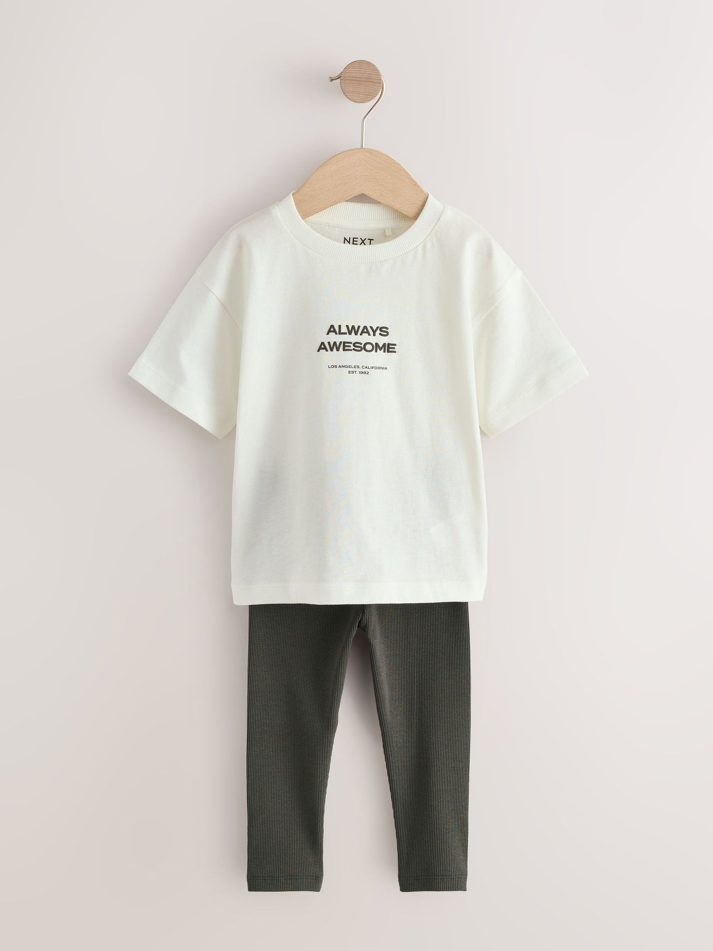 White Short Sleeves 100% Cotton T-Shirt and Leggings Set (3mths-7yrs) image 6