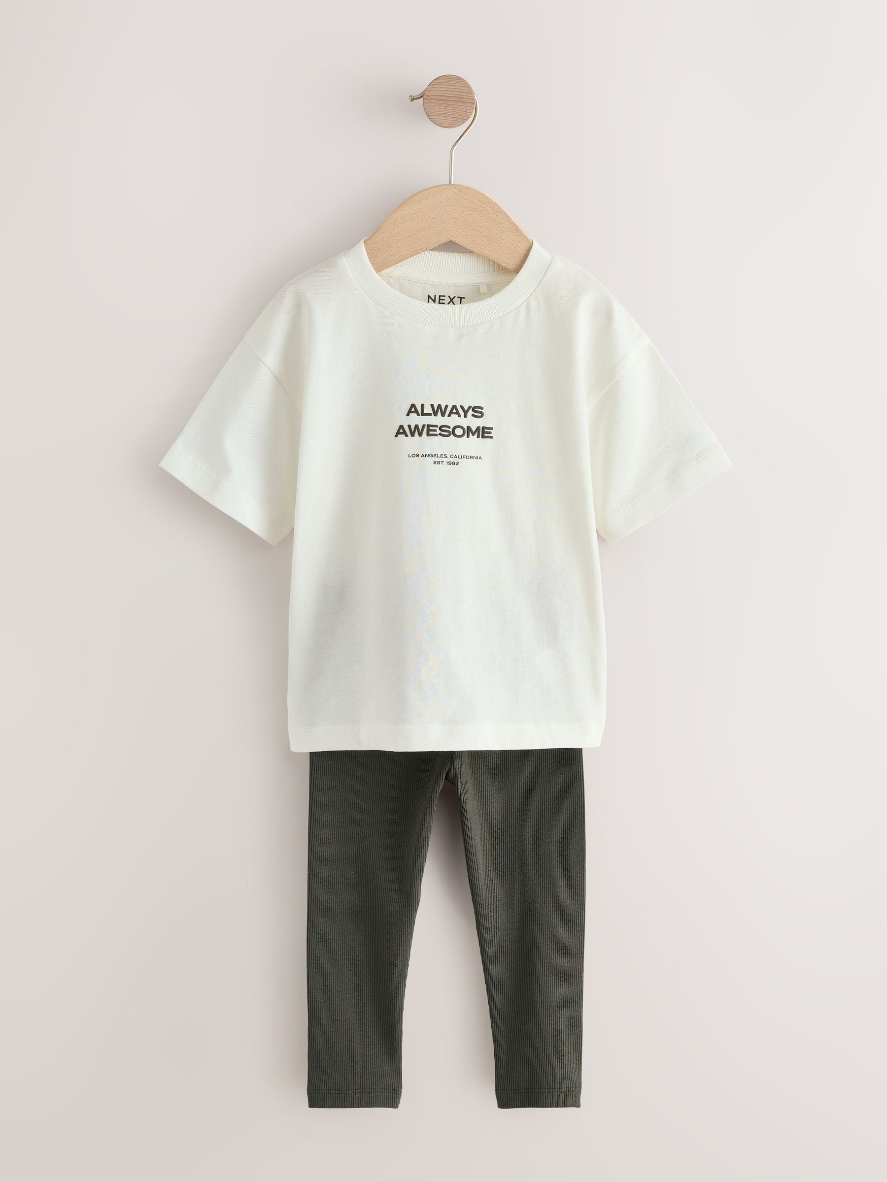 White Short Sleeves 100% Cotton T-Shirt and Leggings Set (3mths-7yrs) image 6