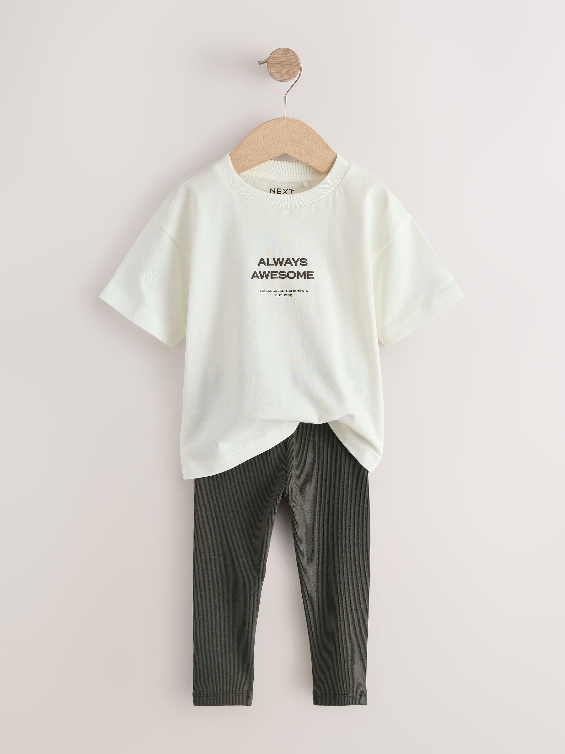 White Short Sleeves 100% Cotton T-Shirt and Leggings Set (3mths-7yrs) image 7