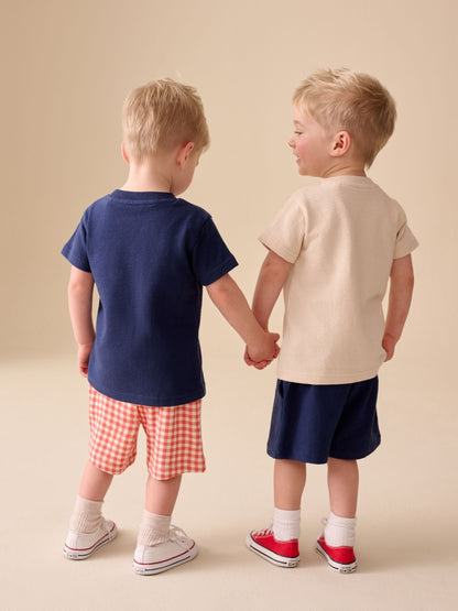 Navy/Cream Padded Sea Animals Short Sleeve T-Shirt and Shorts Set 2 Pack (3mths-7yrs) image 3