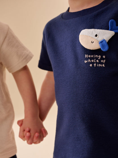 Navy/Cream Padded Sea Animals Short Sleeve T-Shirt and Shorts Set 2 Pack (3mths-7yrs) image 5