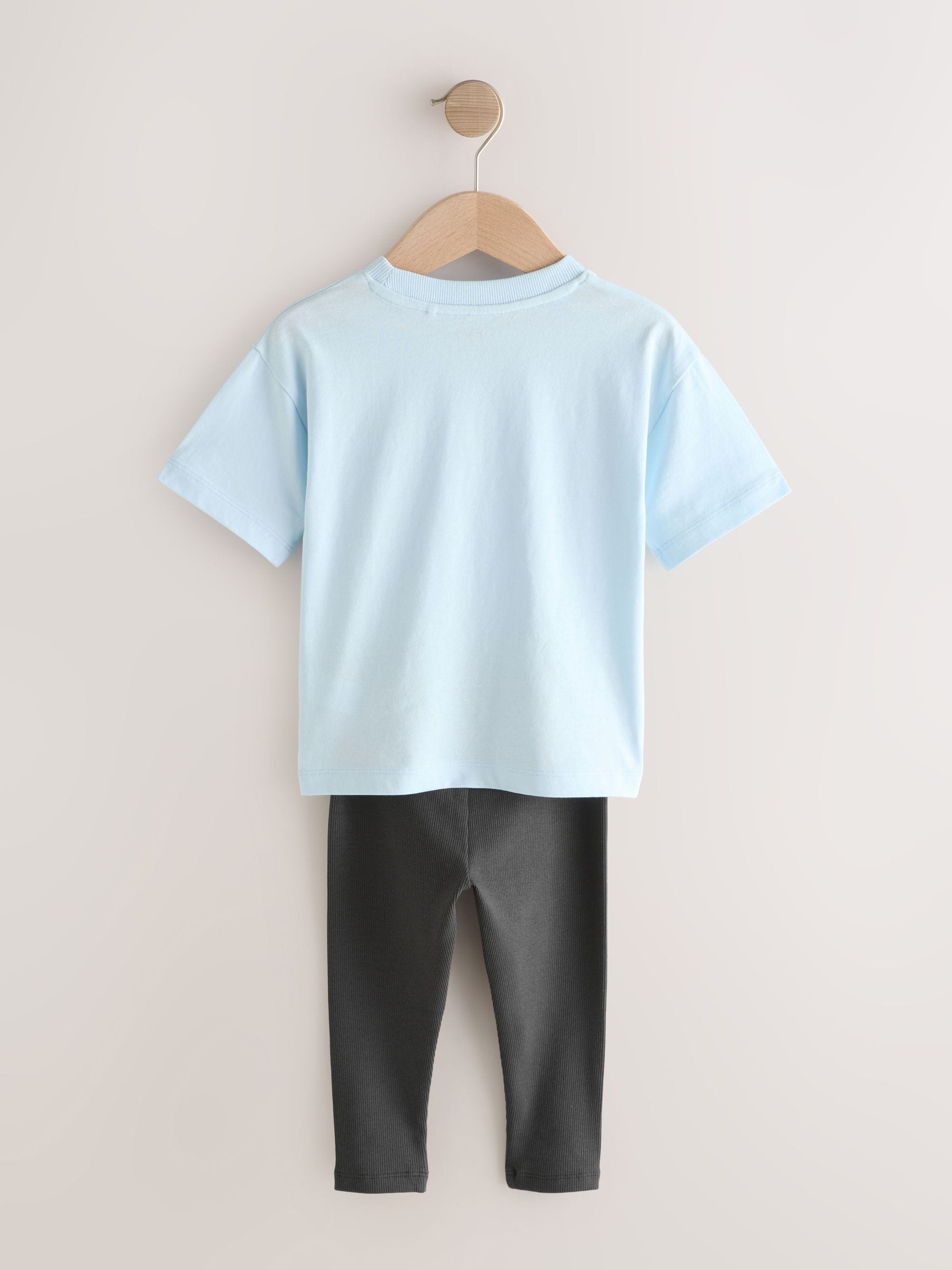 Blue Short Sleeves 100% Cotton T-Shirt and Leggings Set (3mths-7yrs) image 6