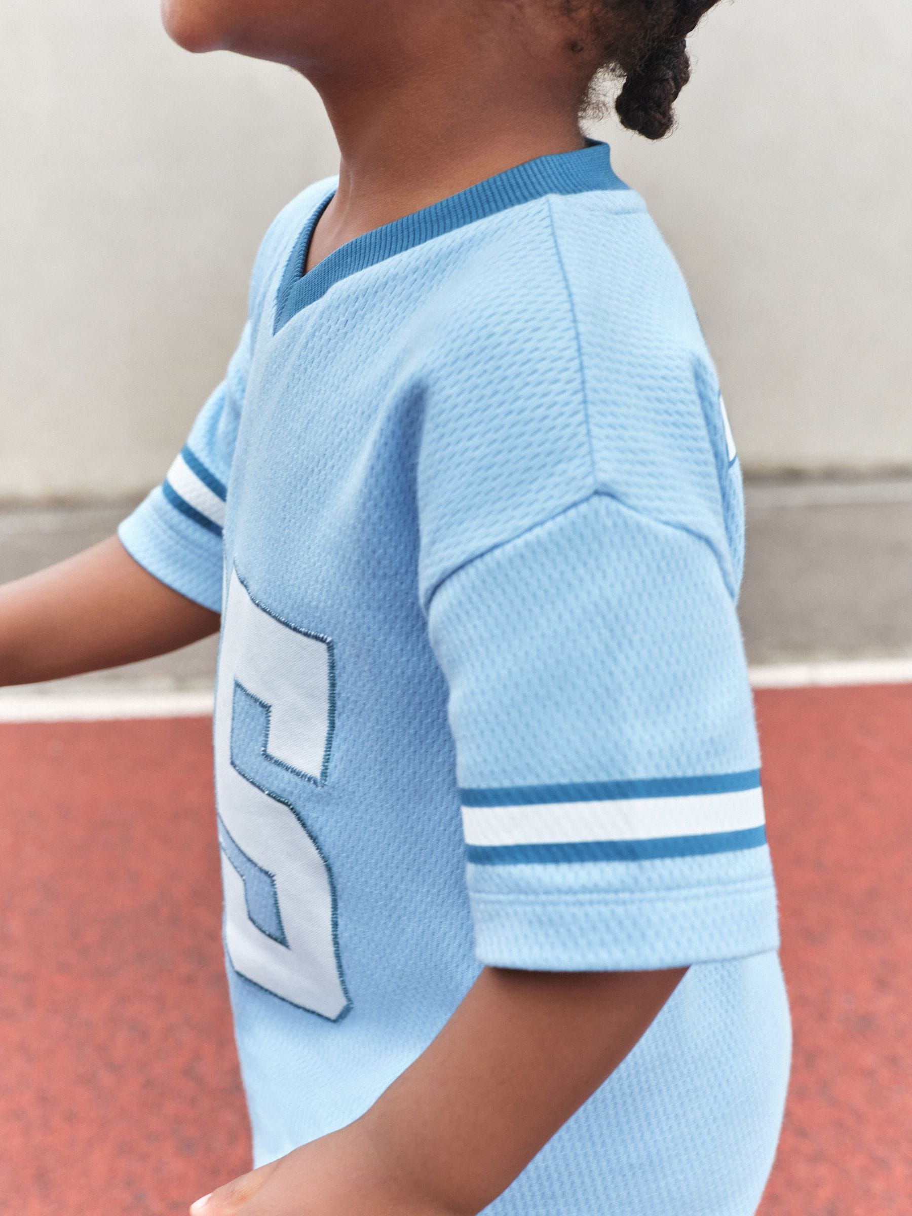 Light Blue Short Sleeve Varsity Shorts Set (3mths-7yrs) image 4