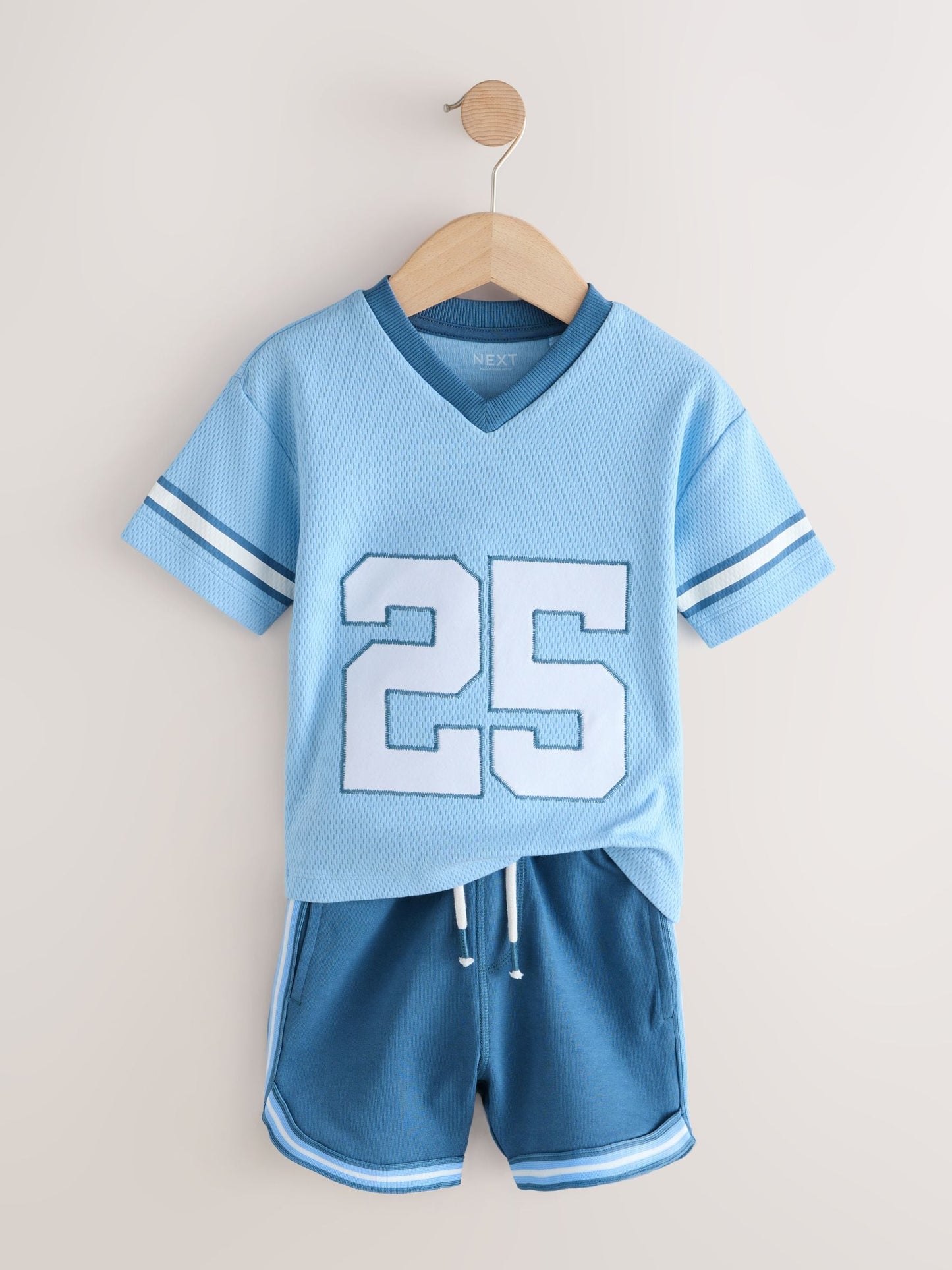 Light Blue Short Sleeve Varsity Shorts Set (3mths-7yrs) image 5