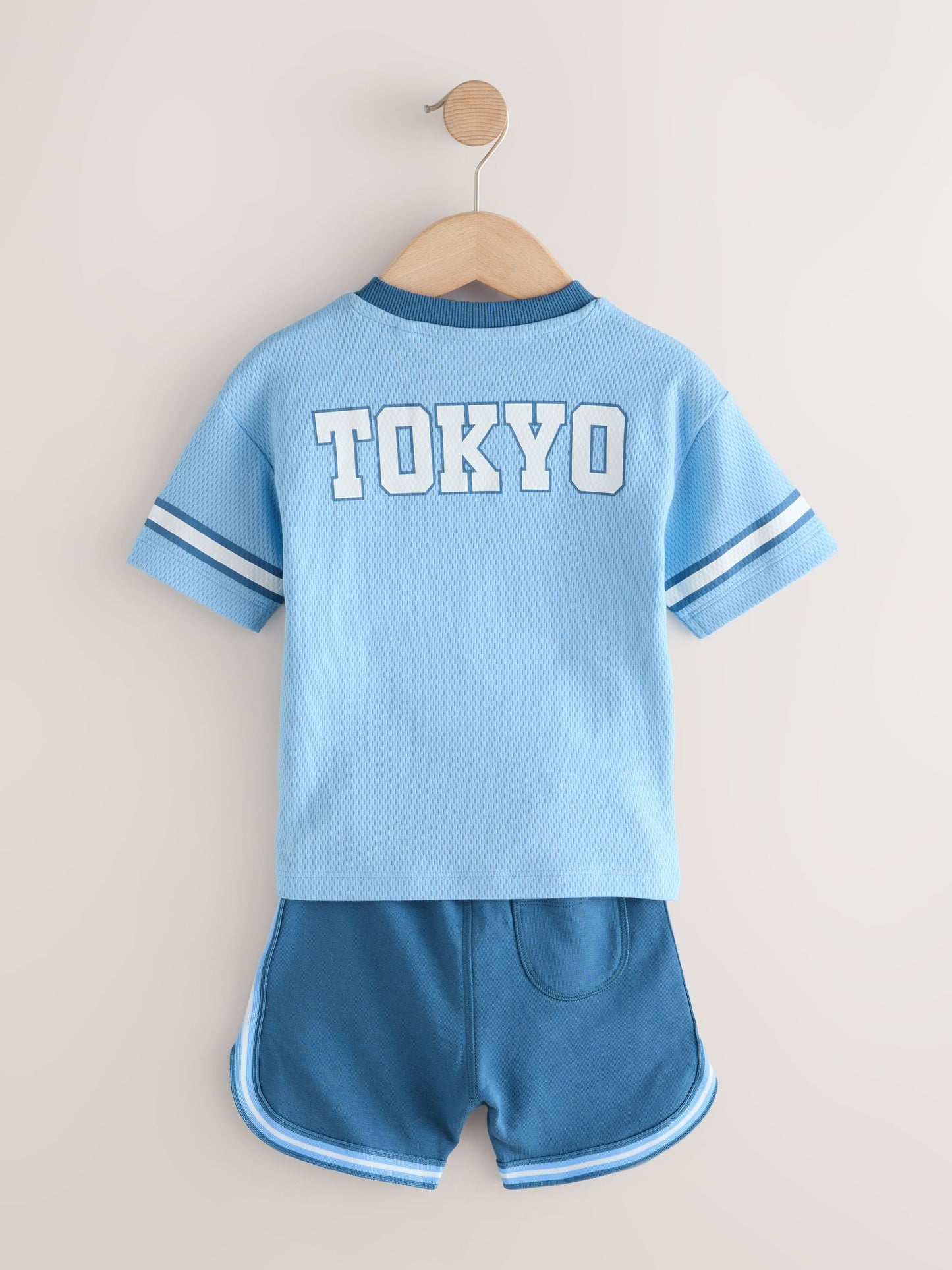 Light Blue Short Sleeve Varsity Shorts Set (3mths-7yrs) image 6