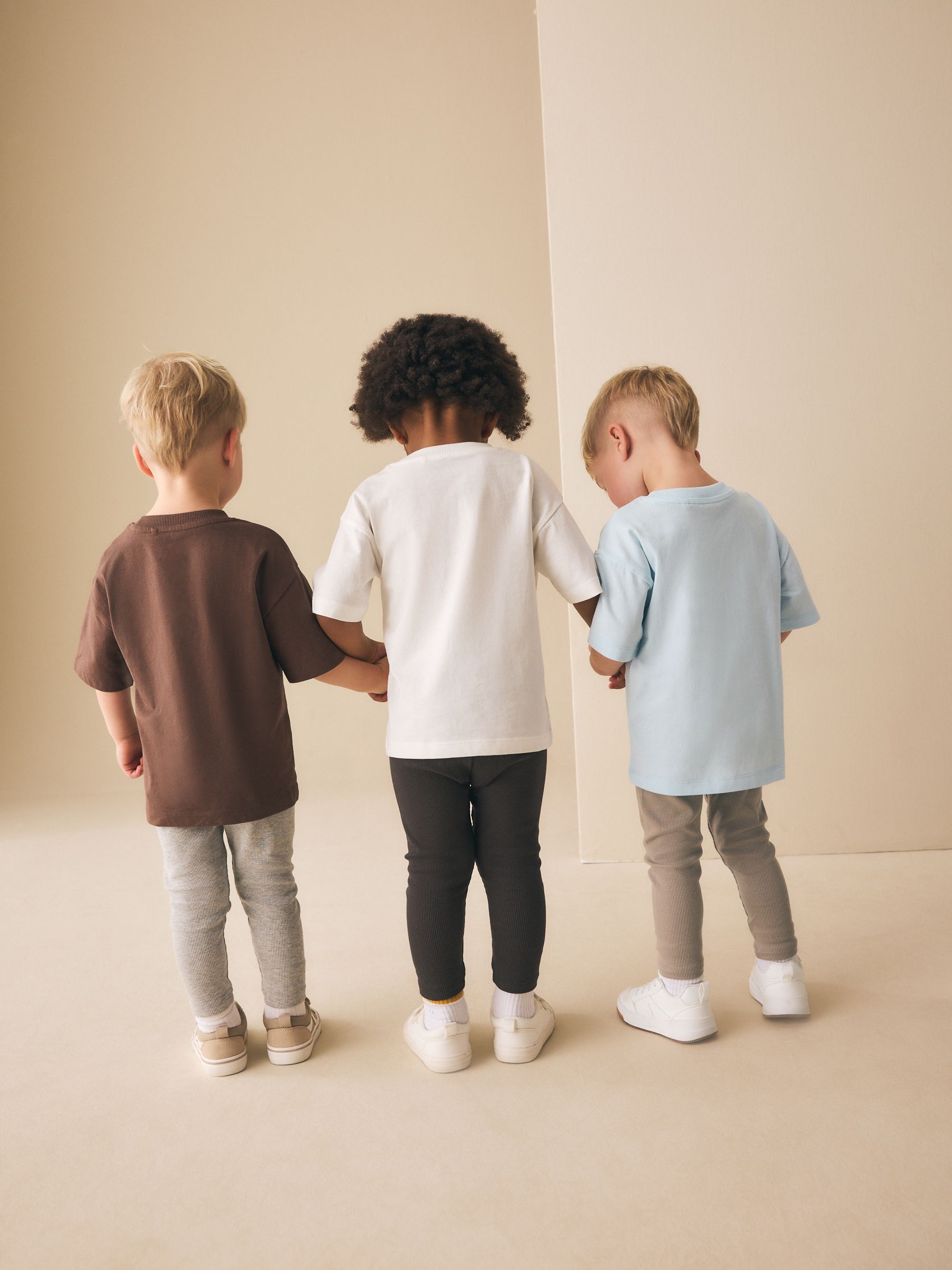 Blue/White/Brown Short Sleeve Top and Leggings Set 3 Pack (3mths-7yrs) image 3