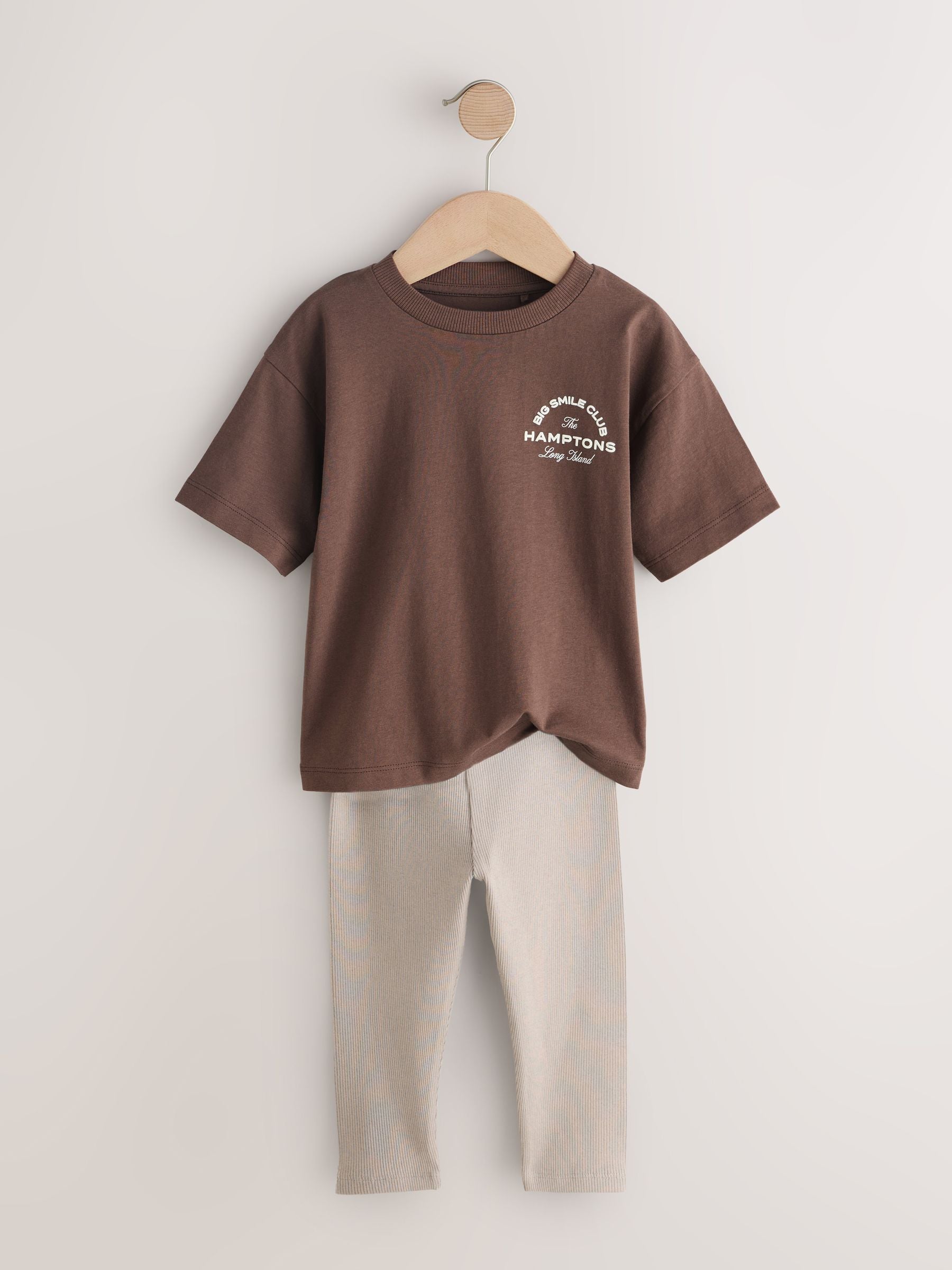 Blue/White/Brown Short Sleeve Top and Leggings Set 3 Pack (3mths-7yrs) image 5