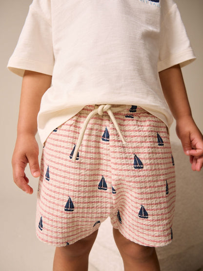 White Boat Embroidery Short Sleeve T-Shirt and Shorts Set (3mths-7yrs) image 4