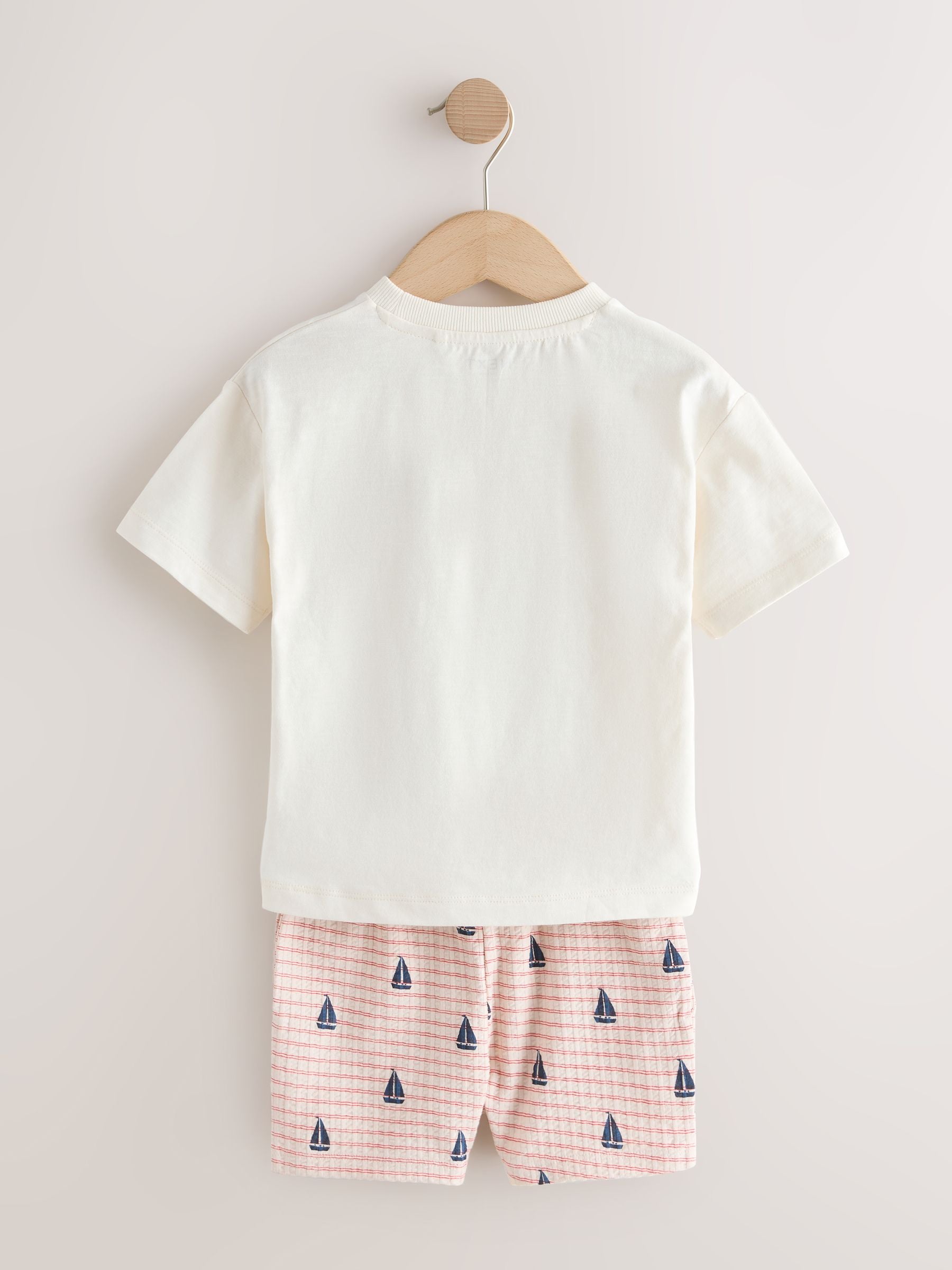White Boat Embroidery Short Sleeve T-Shirt and Shorts Set (3mths-7yrs) image 7