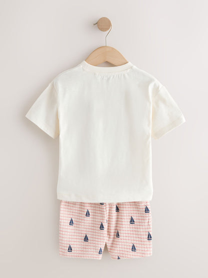 White Boat Embroidery Short Sleeve T-Shirt and Shorts Set (3mths-7yrs) image 7