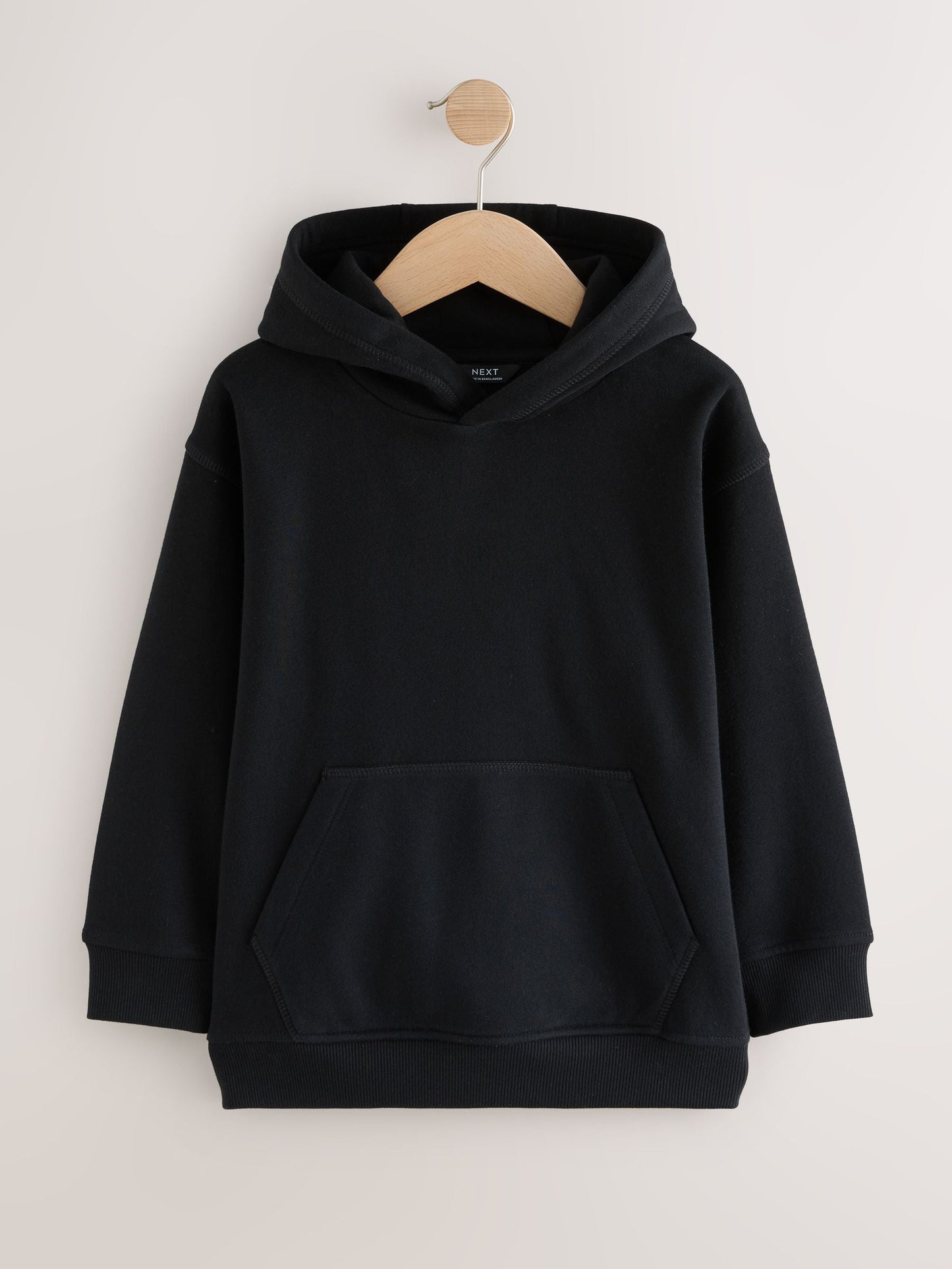Black Plain Jersey Hoodie (3-16yrs)