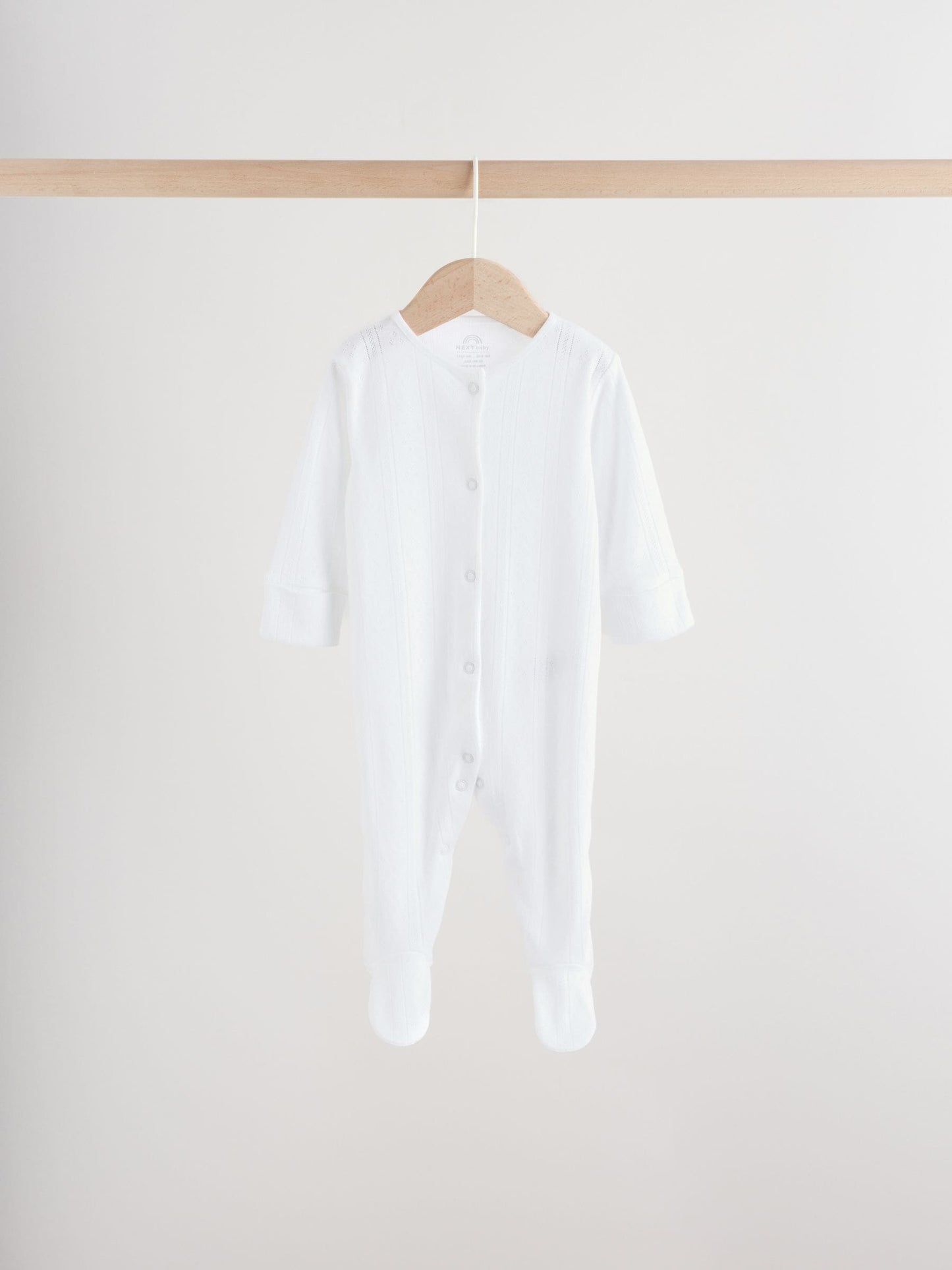 White Pointelle Baby Sleepsuits 3 Pack (0-18mths) image 3