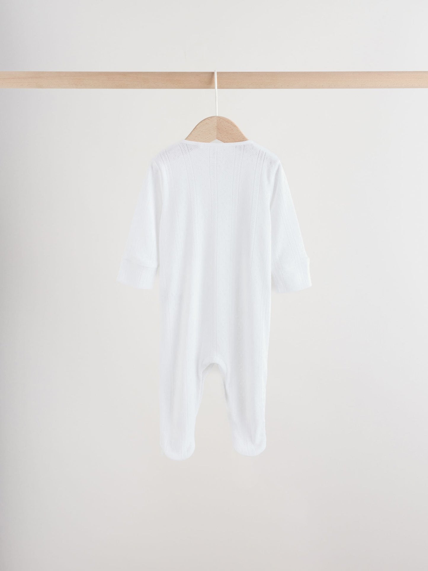 White Pointelle Baby Sleepsuits 3 Pack (0-18mths) image 4