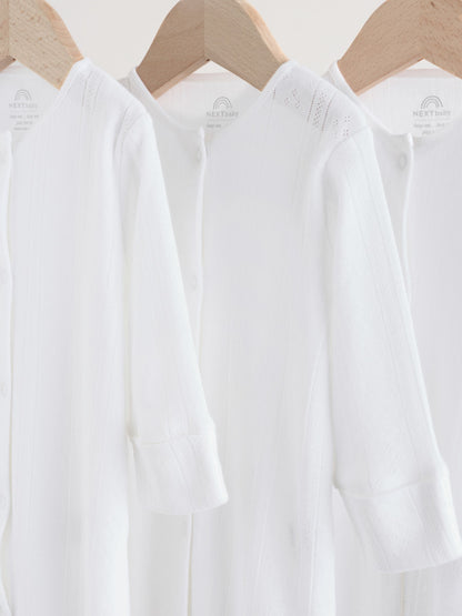 White Pointelle Baby Sleepsuits 3 Pack (0-18mths) image 5