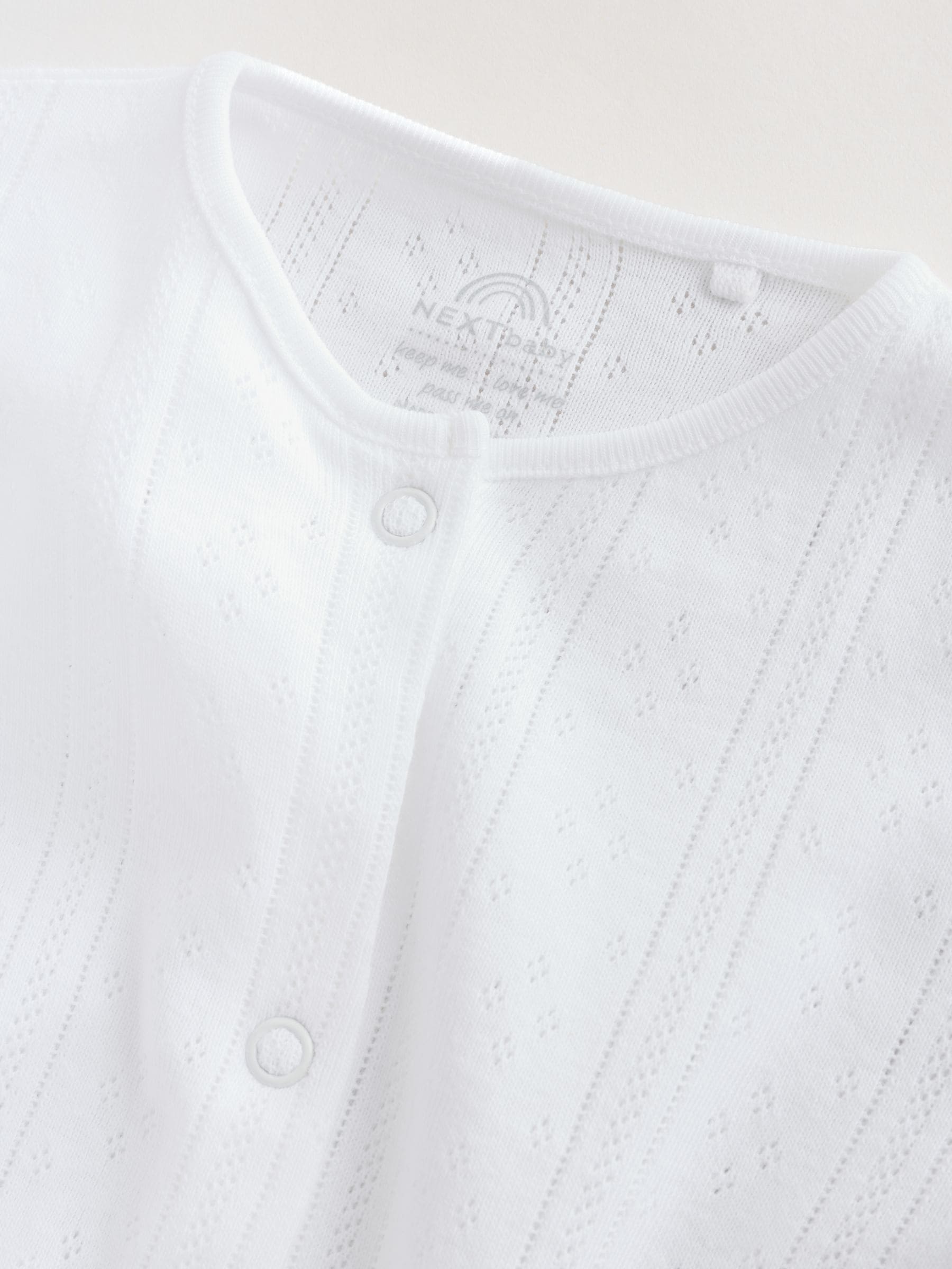 White Pointelle Baby Sleepsuits 3 Pack (0-18mths) image 6