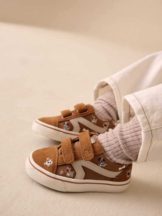 Tan Brown Dogs Standard Fit (F) Touch Fastening Trainers image 1