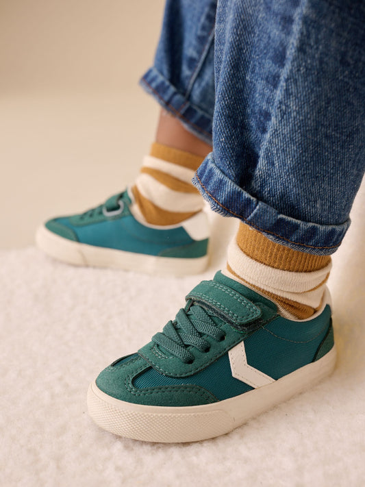Dark Teal Standard Fit (F) Touch Fastening Elastic Lace Trainers image 2
