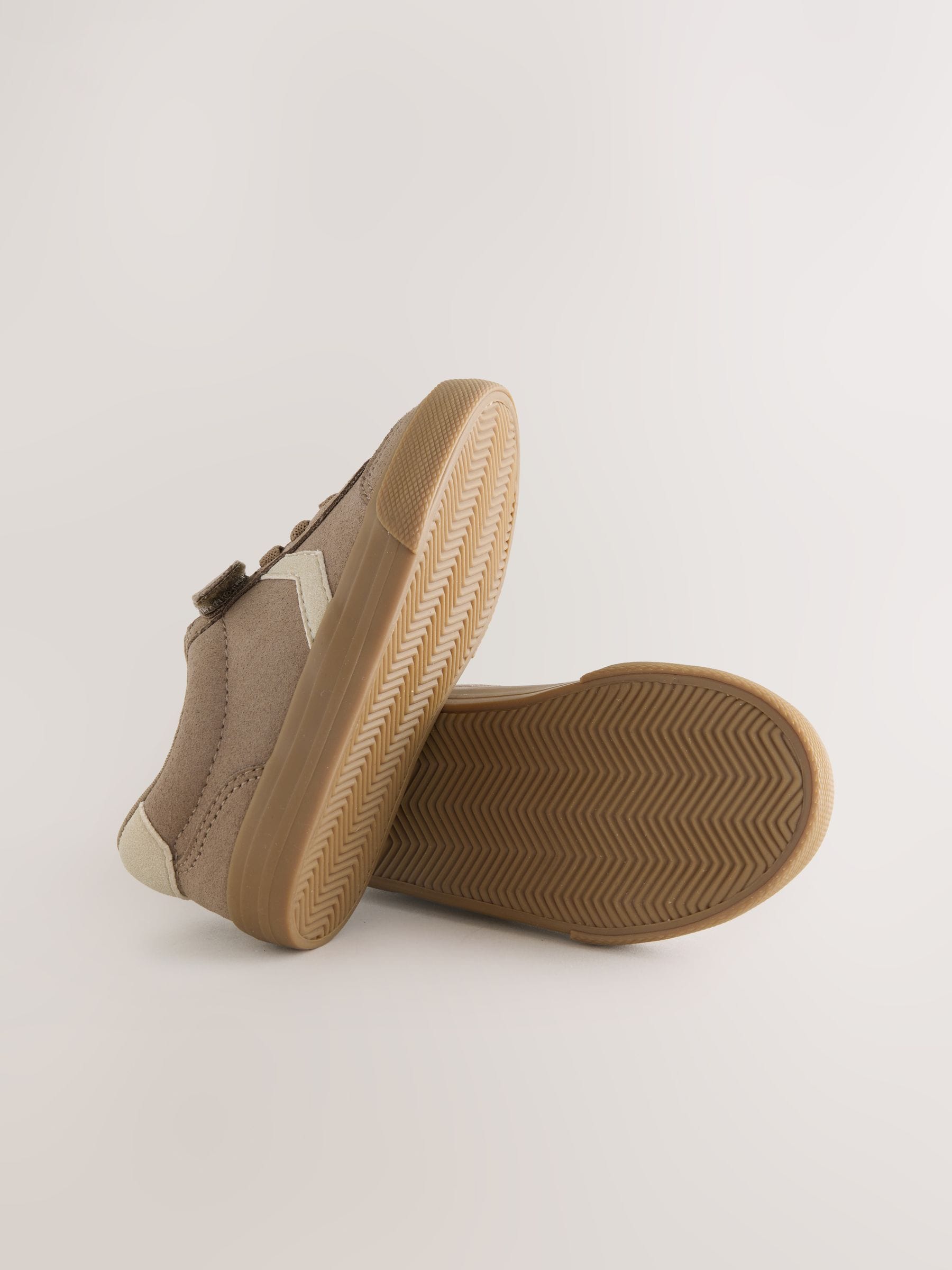 Neutral Brown Standard Fit (F) Touch Fastening Elastic Lace Trainers image 3