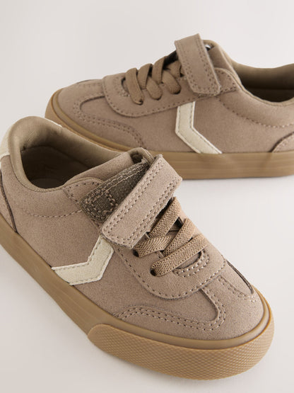 Neutral Brown Standard Fit (F) Touch Fastening Elastic Lace Trainers image 4