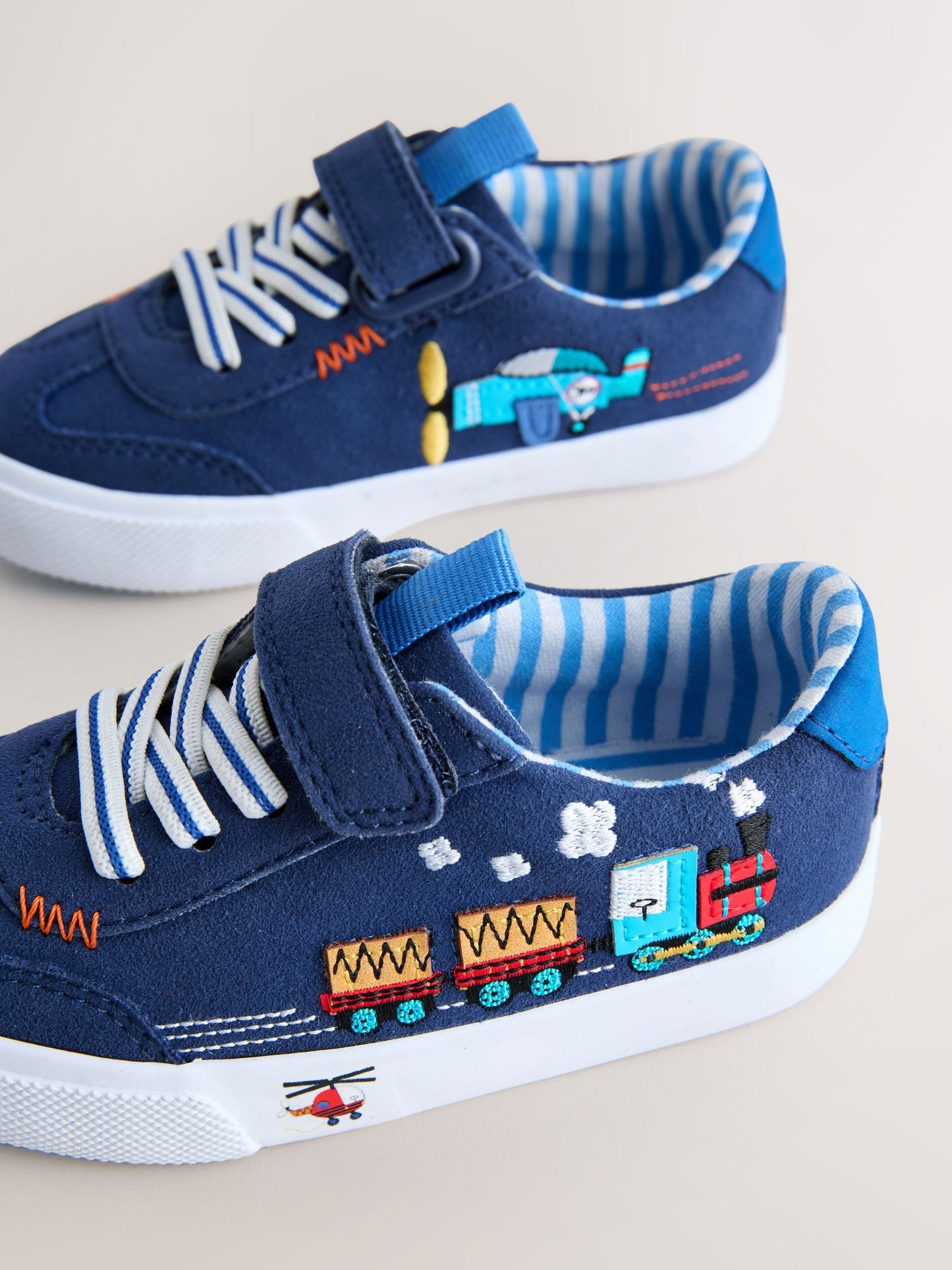 Navy Transport Standard Fit (F) Touch Fastening Elastic Lace Trainers image 6