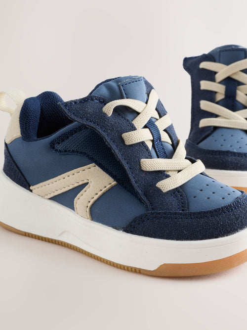 Blue Standard Fit (F) Touch Fastening Elastic Lace Trainers image 1