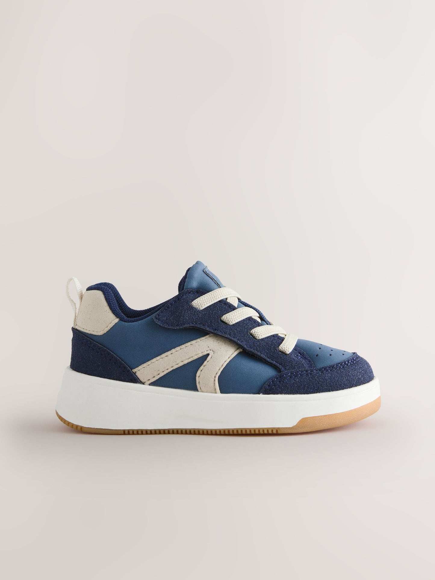 Blue Standard Fit (F) Touch Fastening Elastic Lace Trainers image 4