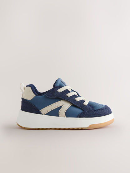 Blue Standard Fit (F) Touch Fastening Elastic Lace Trainers image 4