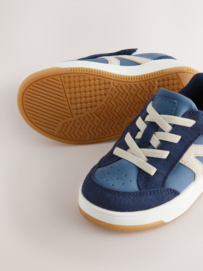 Blue Standard Fit (F) Touch Fastening Elastic Lace Trainers image 5