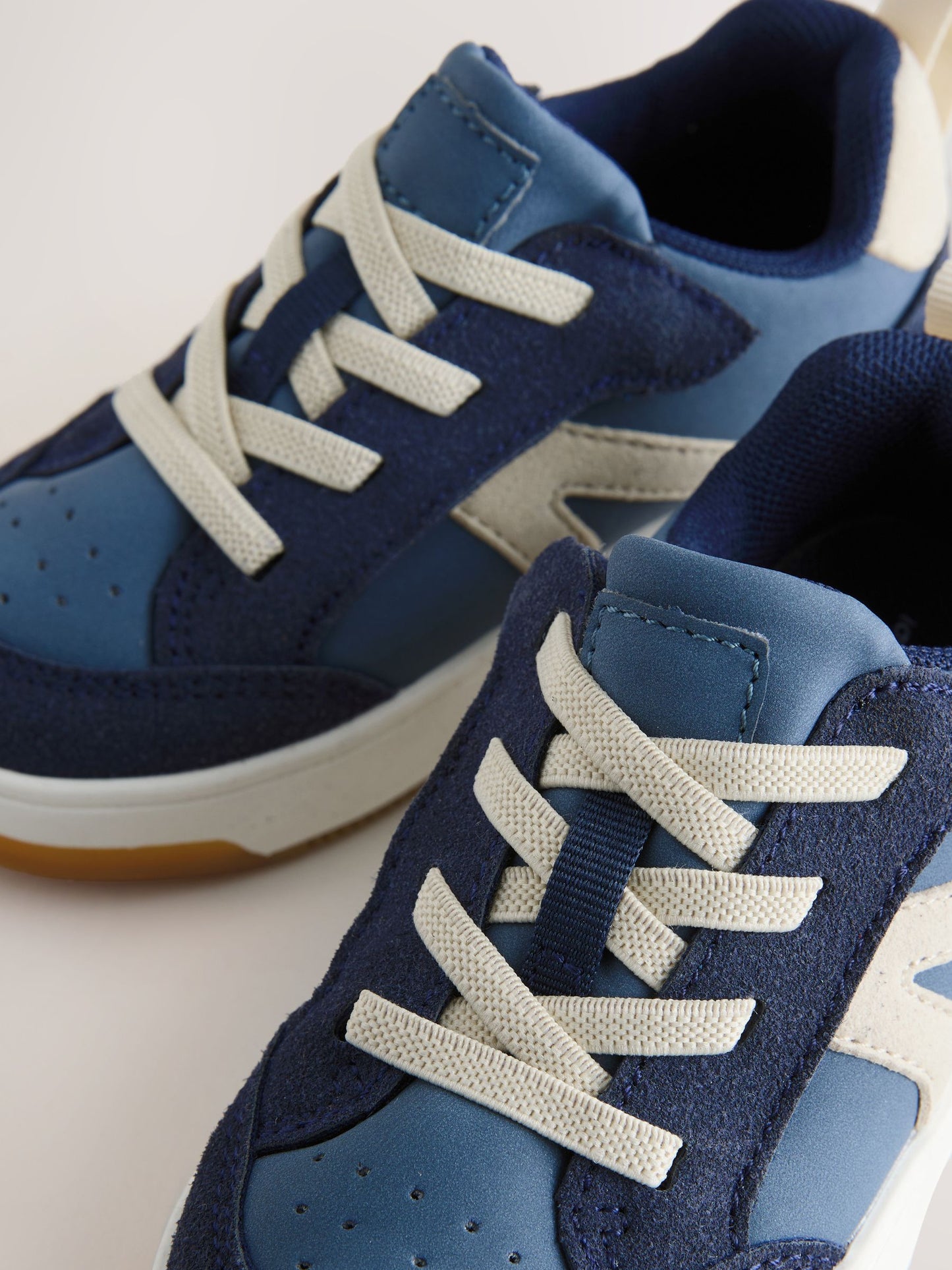 Blue Standard Fit (F) Touch Fastening Elastic Lace Trainers image 6