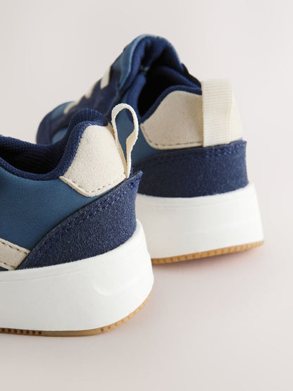 Blue Standard Fit (F) Touch Fastening Elastic Lace Trainers image 7