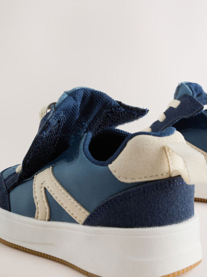 Blue Standard Fit (F) Touch Fastening Elastic Lace Trainers image 8