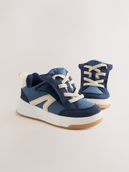 Blue Standard Fit (F) Touch Fastening Elastic Lace Trainers image 9