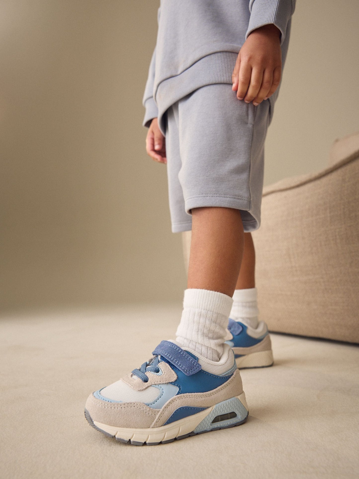 Blue/Neutral Standard Fit (F) Elastic Lace Trainers image 2
