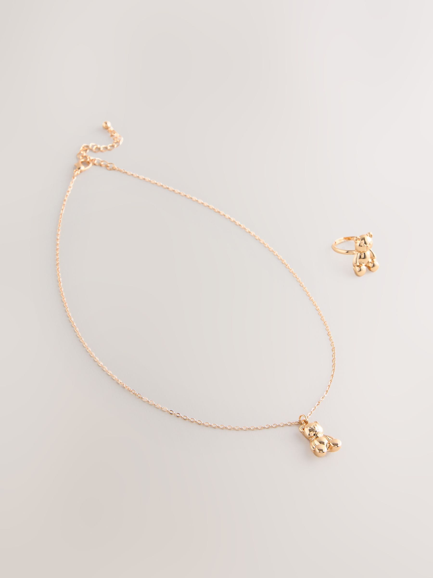 Gold Bear Print Gift Box Jewellery Set image 1