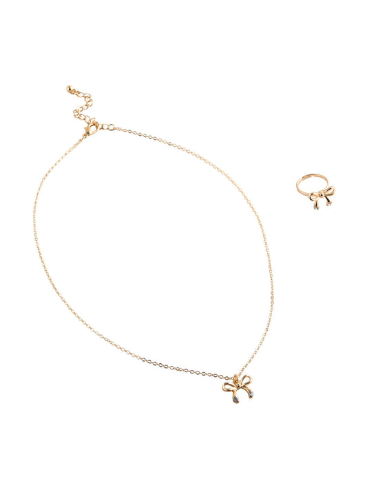 Gold Bow Gift Box Jewellery Set image 1