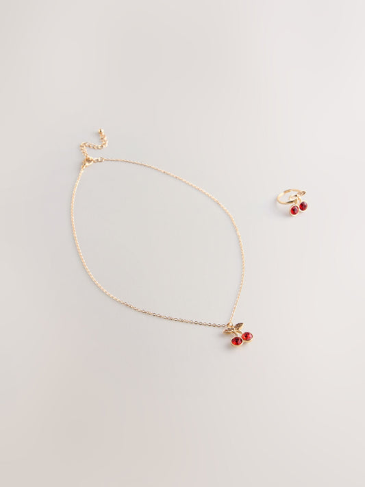 Gold Cherry Gift Box Jewellery Set image 1