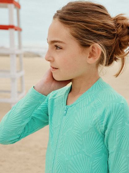 Dsiney Kidz - Mint Green Shell Textured Long Sleeve Sunsafe Swimsuit (3-16yrs) image 4