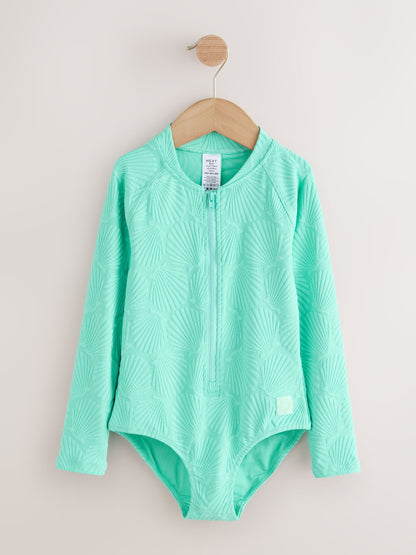 Dsiney Kidz - Mint Green Shell Textured Long Sleeve Sunsafe Swimsuit (3-16yrs) image 5