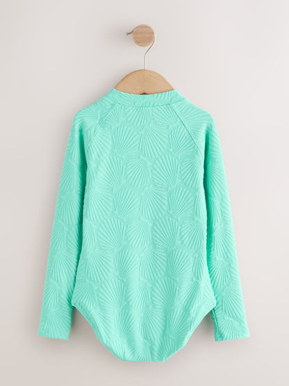 Dsiney Kidz - Mint Green Shell Textured Long Sleeve Sunsafe Swimsuit (3-16yrs) image 6