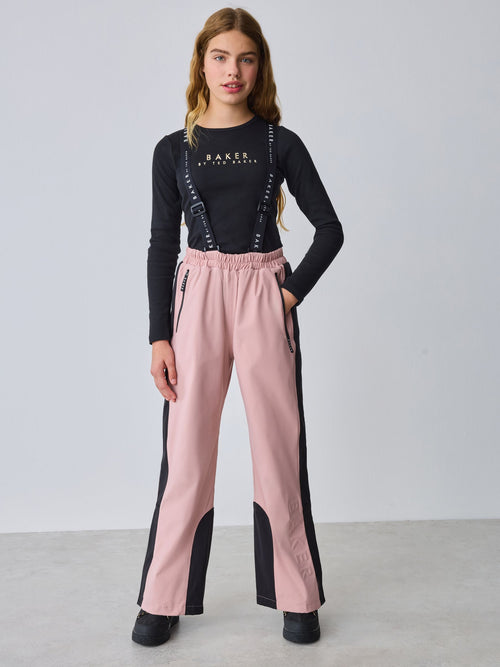 Baker by Ted Baker Pink Waterproof Logo-Tape Padded Ski Salopettes Trousers image 1